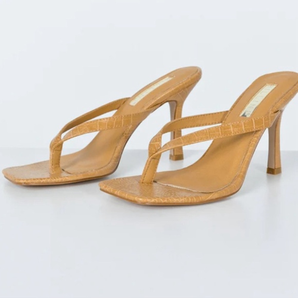 Princess Polly Billini Solana Camel Croc Heels - US 6